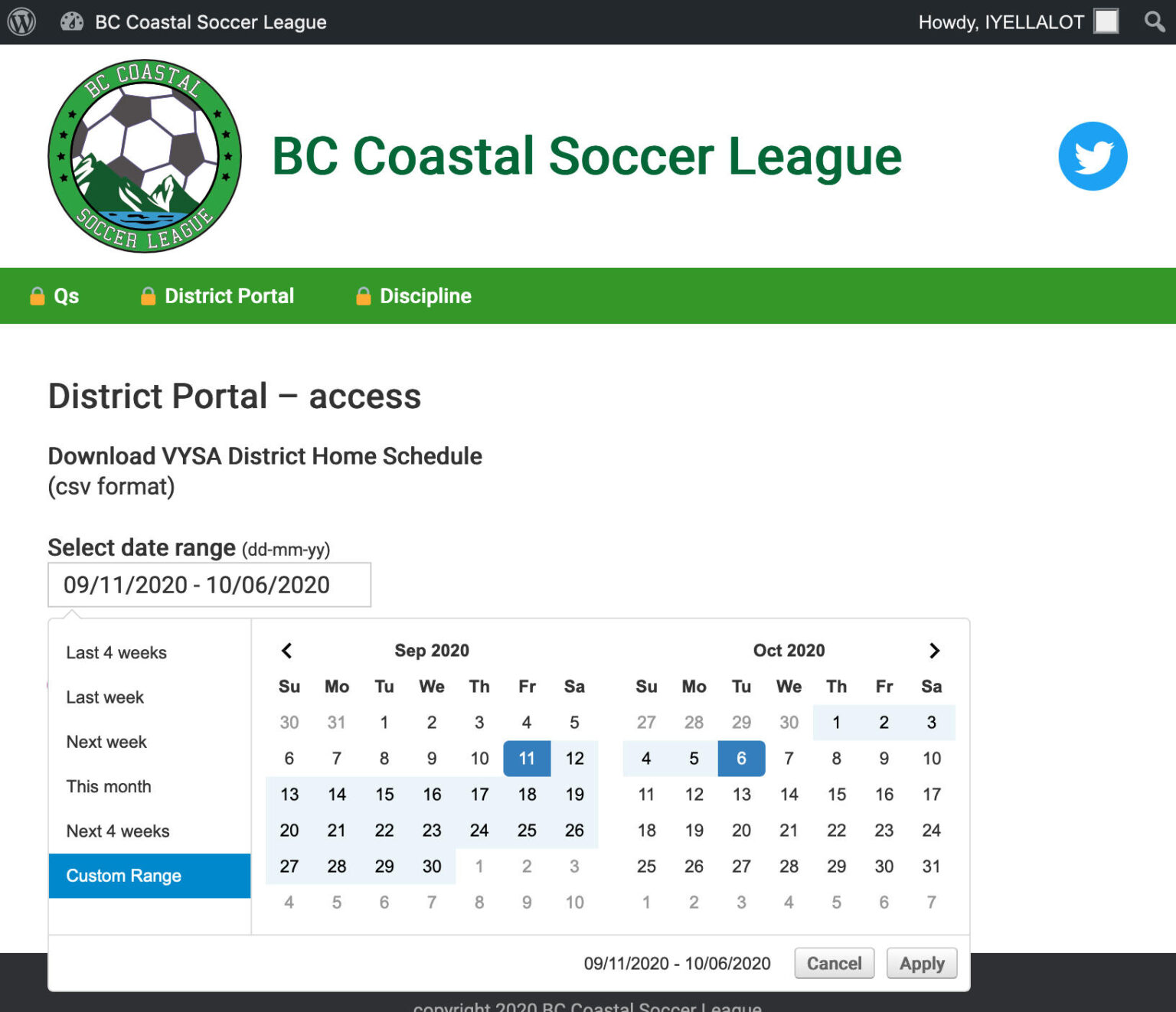 Download District Home Schedule BC Coastal Soccer League